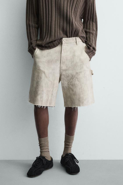 ZARA ШОРТЫ КАРГО С КАРМАНОМ, С ПРИНТОМ