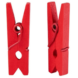 Прищепки дер.декоративные КРАСНЫЕ 2,5см 1/50 шт.