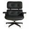 Кресло Eames Lounge с оттоманкой, черная кожа