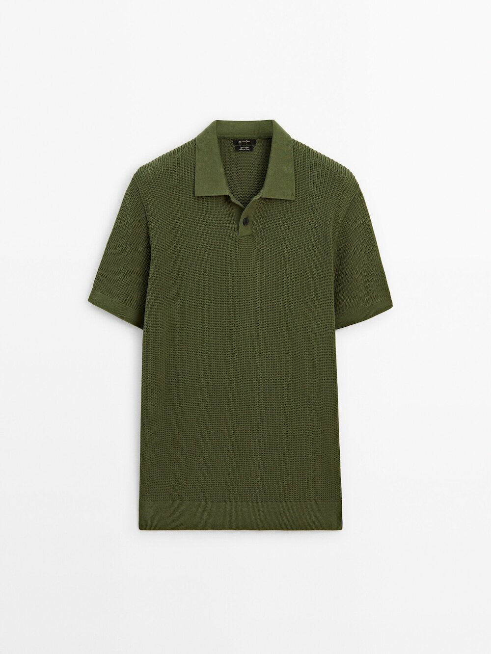 Massimo Dutti Трикотажная рубашка-поло с короткими рукавами, зеленый