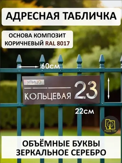 Адресная табличка на дом с объемными буквами (RAL 8017)