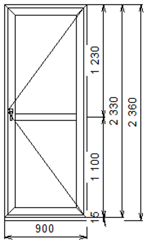 Дверь из ПВХ 2330 х 900