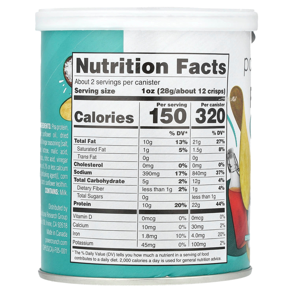 BNRG, Power Crunch®, протеиновые чипсы, соль и уксус, 60 г (2,1 унции)