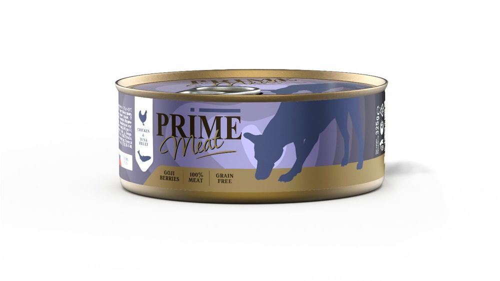 PRIME MEAT консервы для собак курица с тунцом филе в желе 325 г