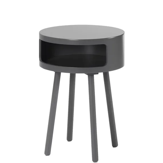 Журнальный столик Bruk Ø40 см с полкой серый