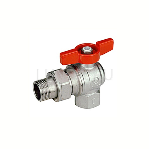 Шаровой кран латунный полнопр. 1/2"ВР-1/2"НР, ручка-бабочка, угловой с отводом, Giacomini R789X003