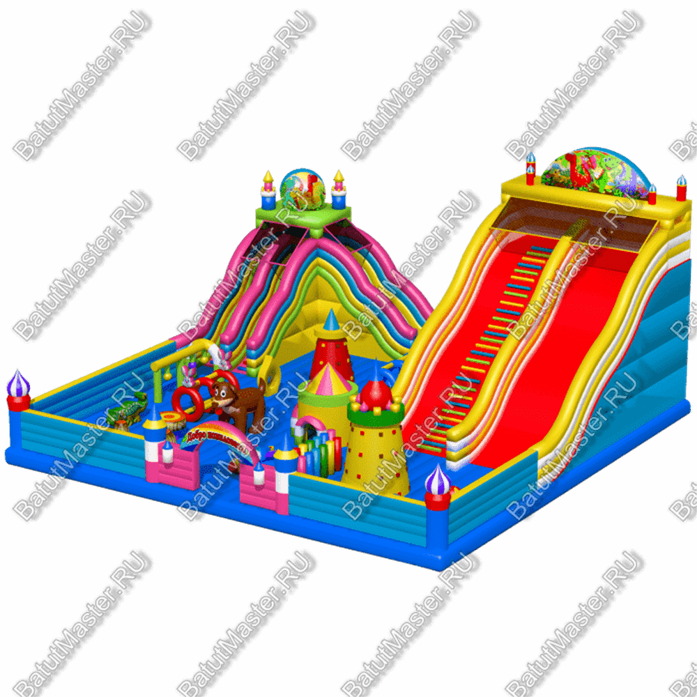 Большая площадка с высокой горкой "Дино-городок", 15*15*6 м