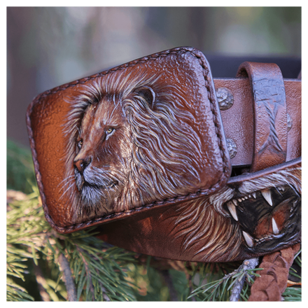 Кожаный ремень «Ремень Лев» коричневый