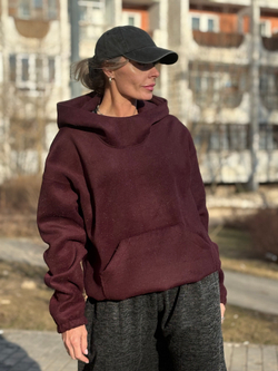 Худи -пальто /бордовый