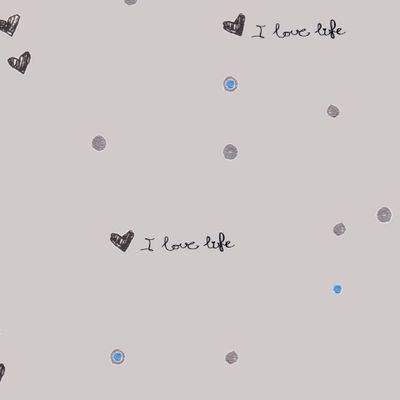 Минималистичный принт, I love life, сердечки на сером фоне
