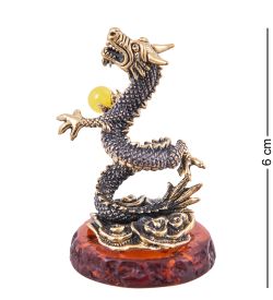 Народные промыслы AM-3851 Фигурка «Дракон Мушу» (латунь, янтарь)