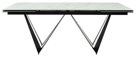 Стол RIETI 200 KL-99 Белый мрамор матовый, итальянская керамика / черный каркас