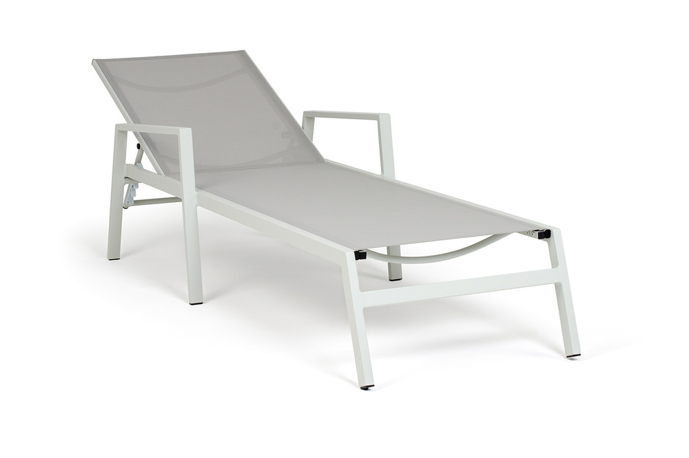 "Парма" шезлонг из алюминия темно-серый (RAL7024) муар, ткань текстилен серая