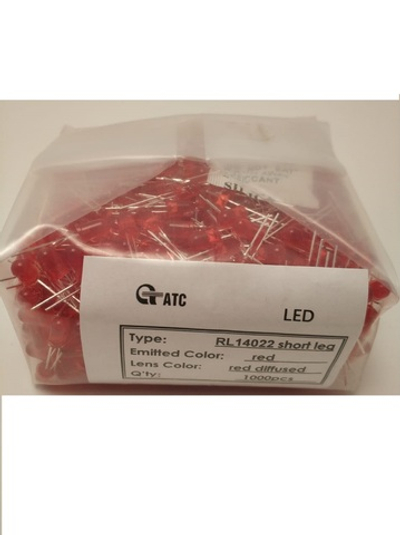 1000 шт./ Светодиод 5mm красный RL14022 красная матовая колба короткие ноги