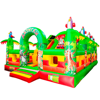 Коммерческий надувной батут "Джунгли" с горкой, 9*6*4.5 м