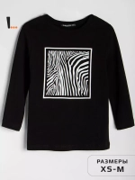 Черный лонгслив рукав три четверти