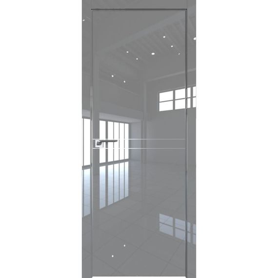 Межкомнатная дверь глянцевая Profil Doors 11LE грей люкс с алюминиевым молдингом