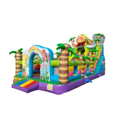Коммерческий надувной батут "Хамелеон и динозавры", 10x5x5.5 м.