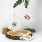 Подвеска «Снежная тайна» 8,7 см (набор 3 шт), Белый