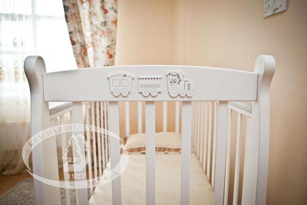 Детская кроватка Красная Звезда Елисей С-717 №5 Паровозик ваниль
