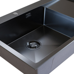 Мойка настол.монтаж 78х50 (3,0) лев. вып 3 1/2  MIXLINE PRO с ФАСКОЙ 20см с сифоном (черный графит)