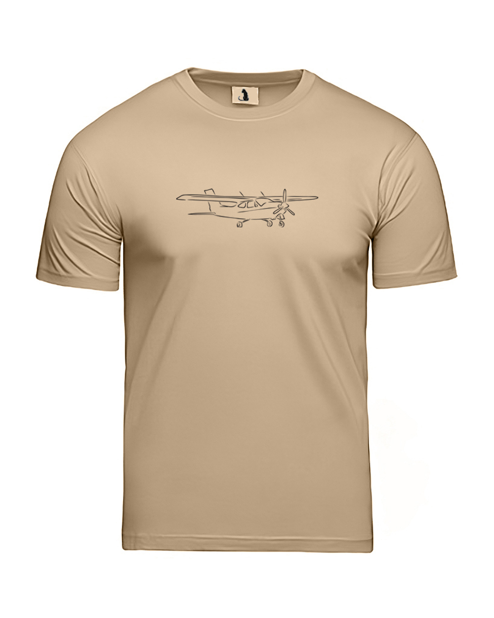 Футболка с самолетом Cessna unisex бежевая с черным рисунком