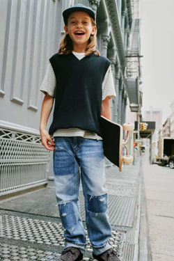 ZARA ЖИЛЕТ ПЛАТОЧНОЙ ВЯЗКИ, МОРСКОЙ СИНИЙ