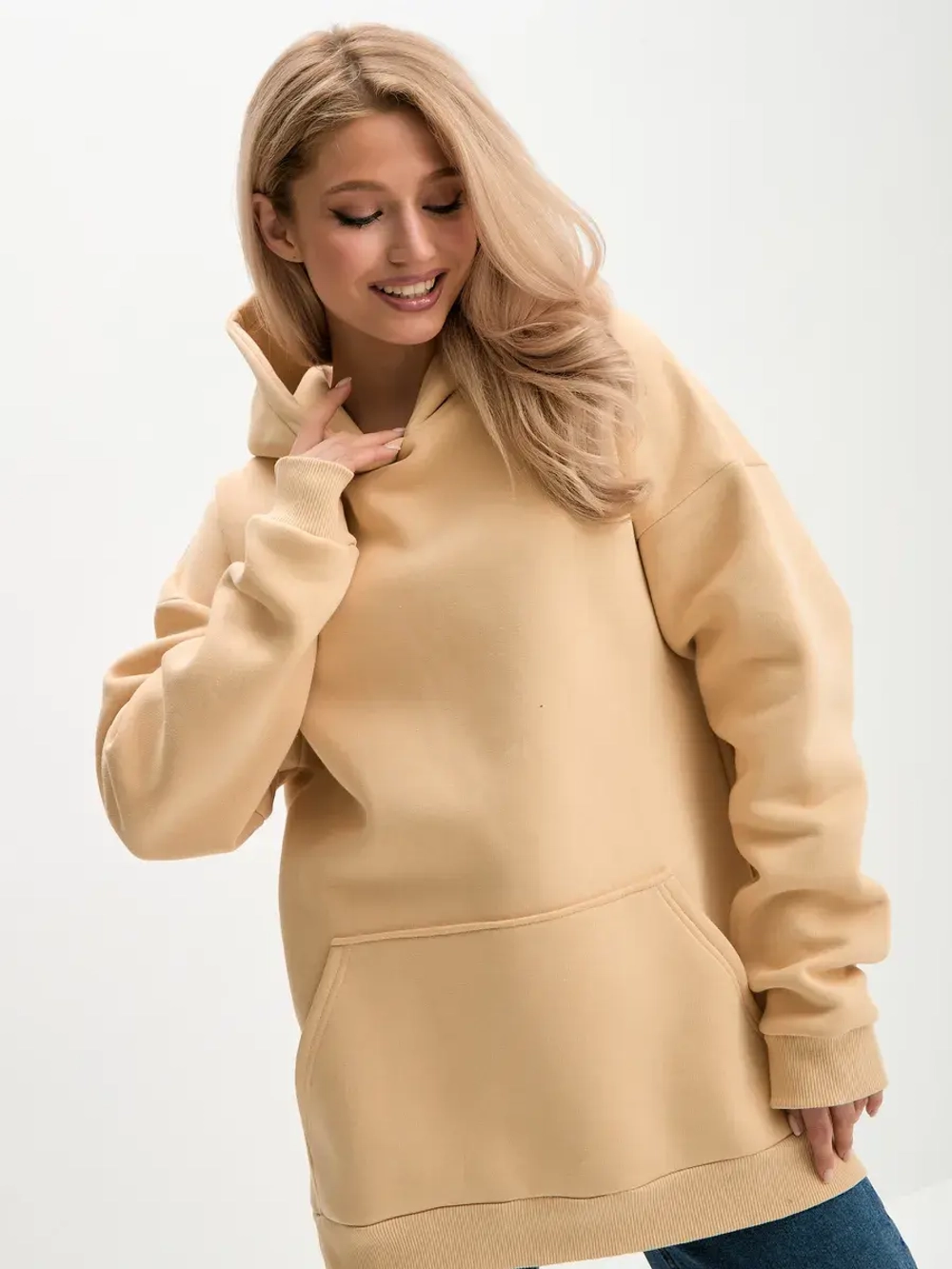 Худи оверсайз с капюшоном теплое с начесом