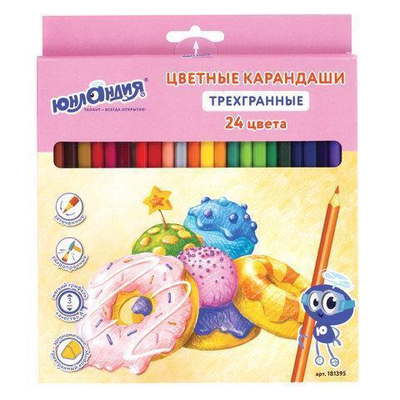 Карандаши 24цв. "Сладкие истории" (Юнландия) (Комплект 3шт.)