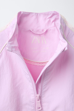 ZARA ДОЖДЕВИК С КРУЖЕВОМ, РОЗОВЫЙ