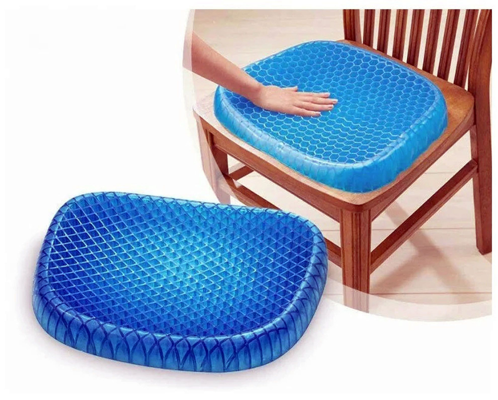 Подушка на сиденье силиконовая с чехлом 31х37 см, анатомическая подушка, для сидения на стул