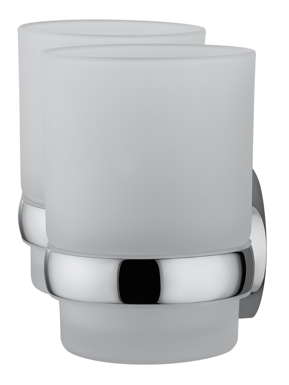 Два стакана для зубных щеток с держателем WONZON & WOGHAND EASY, Хром (WW-8128)