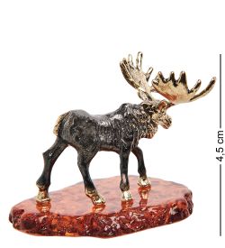 AM- 413 Фигурка «Лось» (латунь, янтарь)