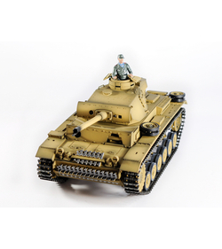 Р/У танк Taigen 1/16 Panzerkampfwagen III (Германия) дым, свет (для ИК боя) V3 2.4G RTR пустыня