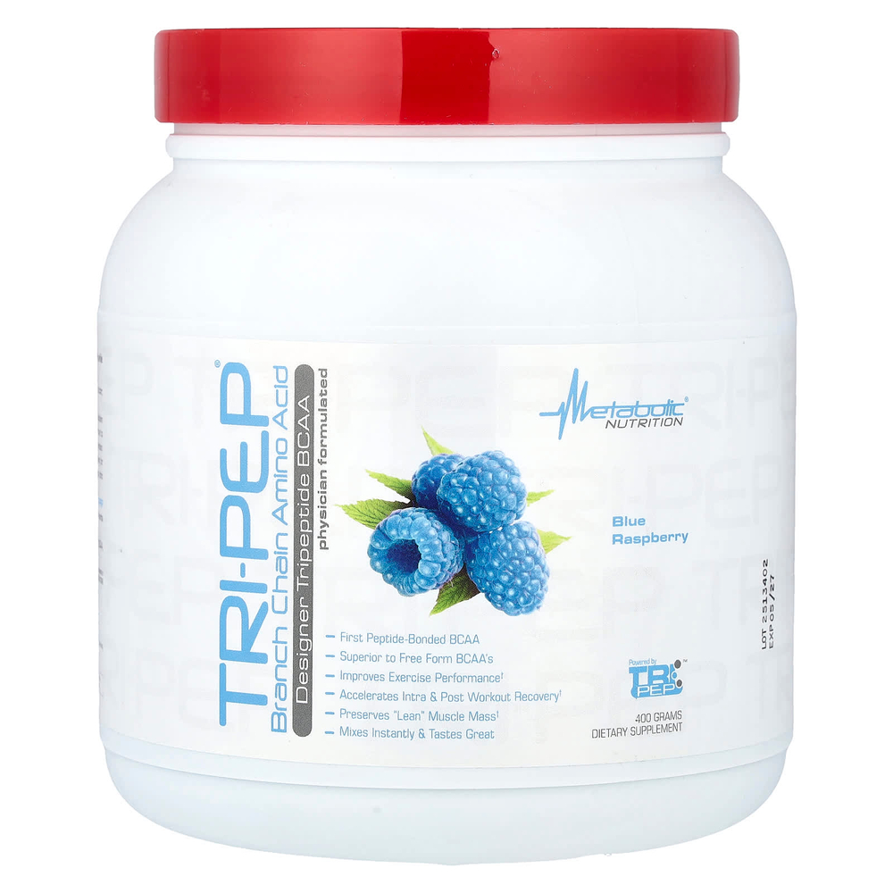 Metabolic Nutrition, Tri-Pep®, аминокислота с разветвленной цепью, со вкусом голубой малины, 400 г (14,1 унции)