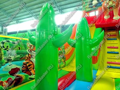 Детский надувной батут-горка "Зов тигра", размер 10*5*7 м