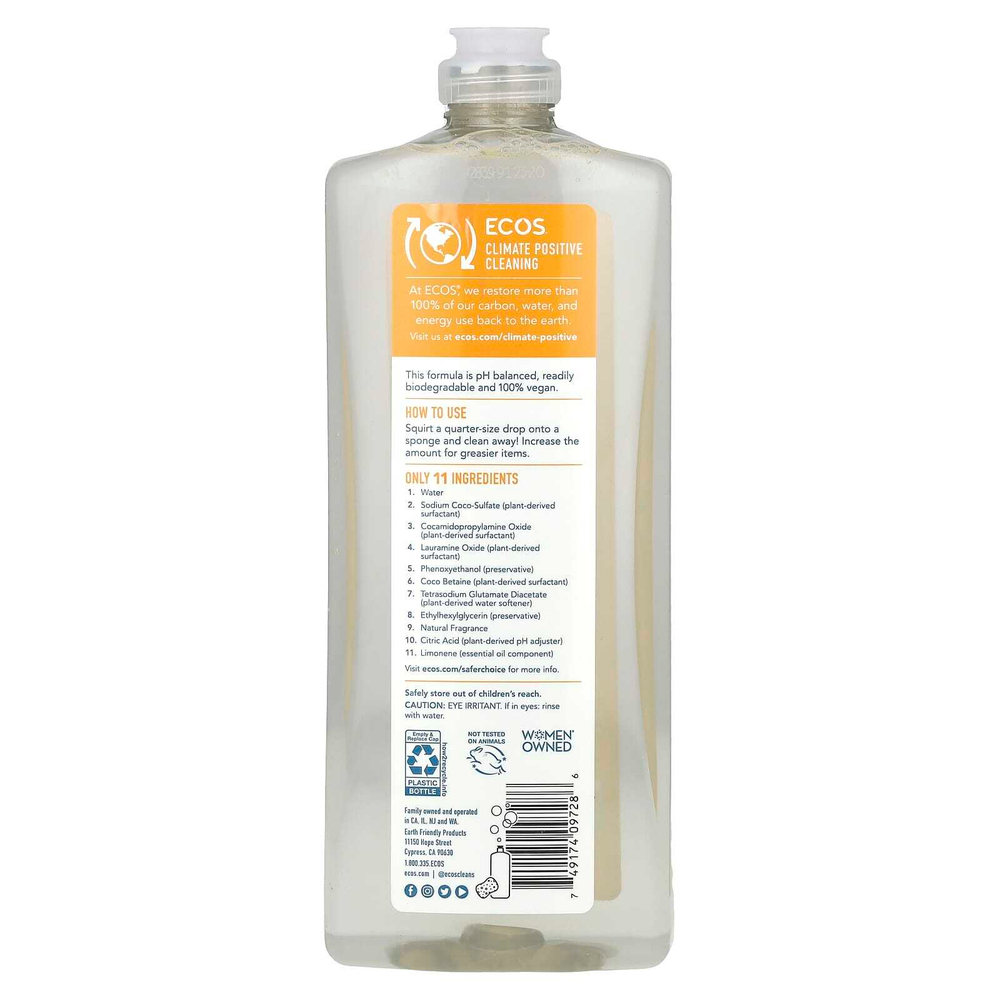Earth Friendly Products, Dishmate, гипоаллергенное средство для мытья посуды, абрикос, 739 мл (25 жидк. унций)
