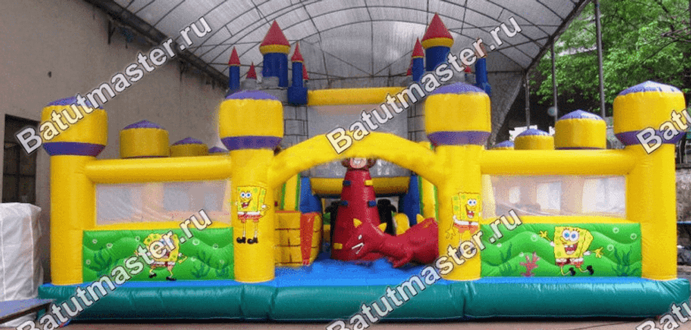 Большой надувной батут "Средневековье" 20*20*5 м