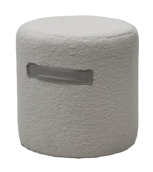 Пуф для гостиной HARTA NINI-01 Белый, teddy  / TKS-07 серый, экокожа