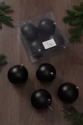 Набор пластиковых шаров Глория 100 мм., черный матовый, 4 шт., ЕлкиТорг (150405)