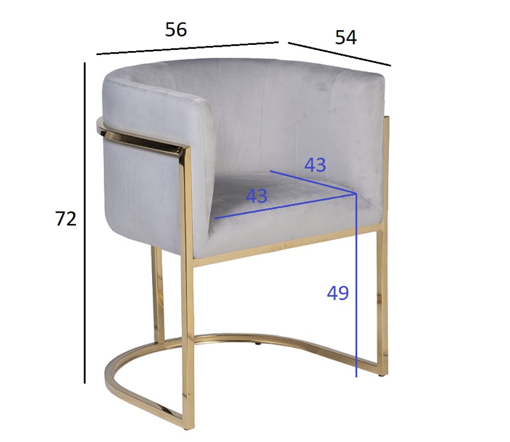Кресло Garda Decor велюр серо-голубой 54*56*72 см