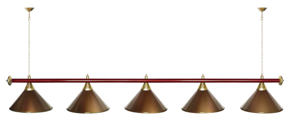 Лампа STARTBILLIARDS 5 пл. (плафоны зеленые,штанга золотая,фурнитура золото)