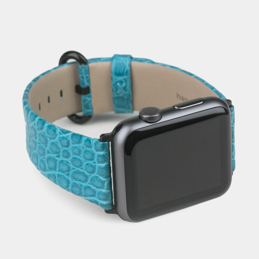 Ремешок для Apple Watch 44/45/46 mm из кожи аллигатора, цвета тиффани