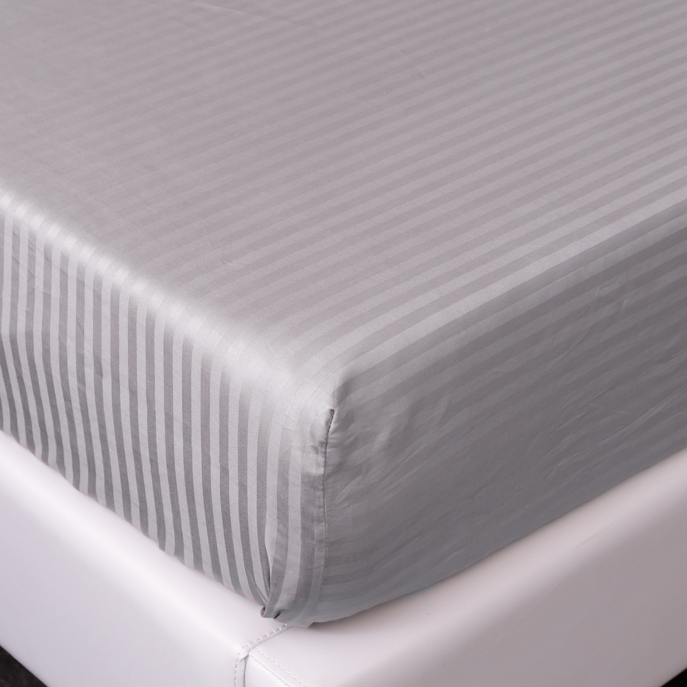 Простынь на резинке Страйп Сатин Однотонный 100% хлопок RR1CT030