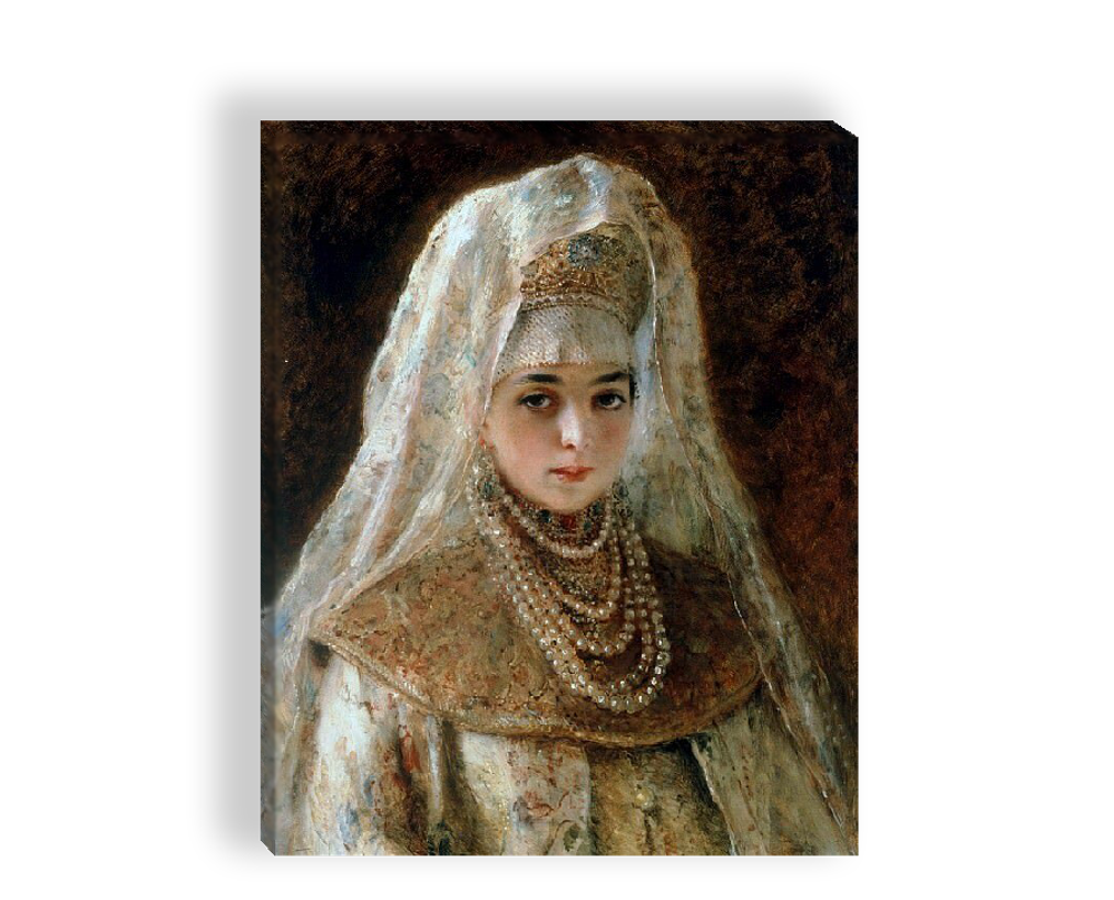 Картина для интерьера "Девушка в боярской одежде", художник Маковский Константин Егорович, печать на холсте