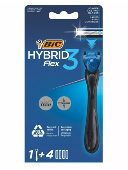 BIC Flex 3 HYBRID Станок +4 кассеты (3-х лезв.)