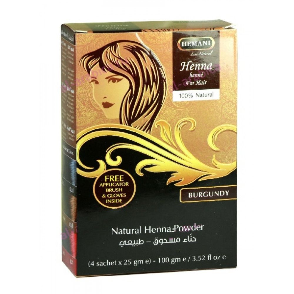 Хна для волос Hemani Henna Burgundy цвет бургунди 4х25 г = 100 г