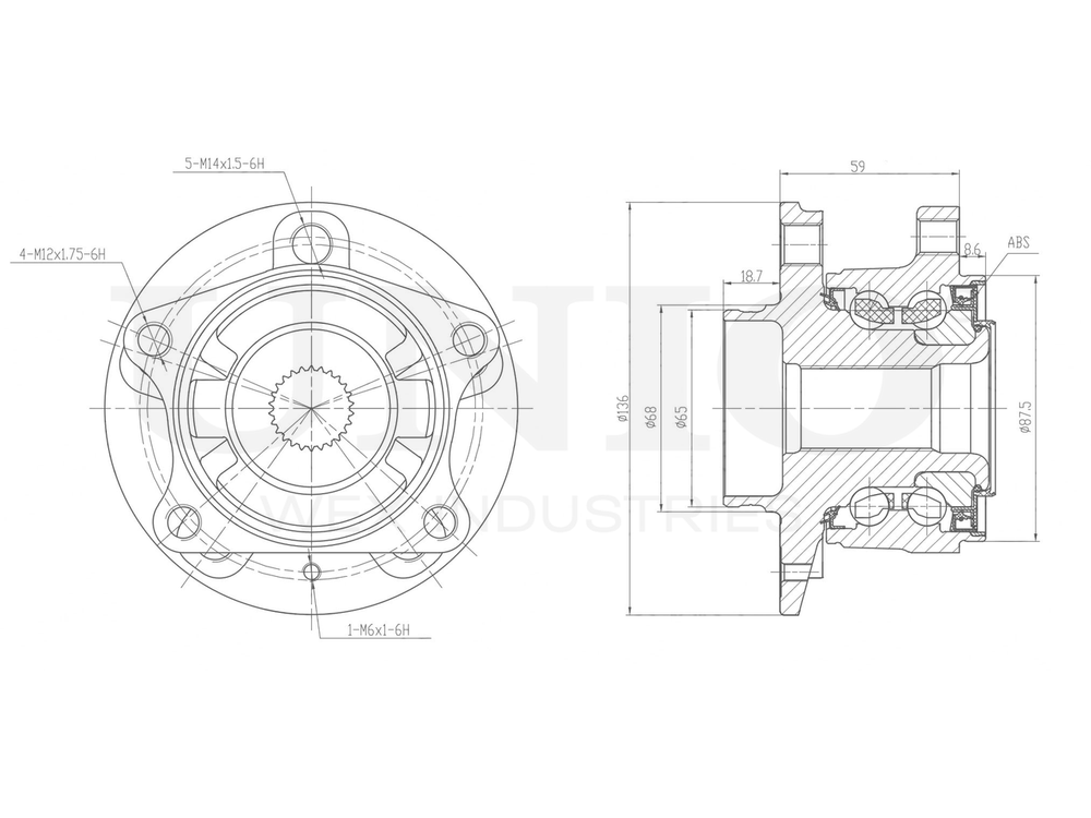 Ступица задняя (с ABS) UNIO HUB-20161