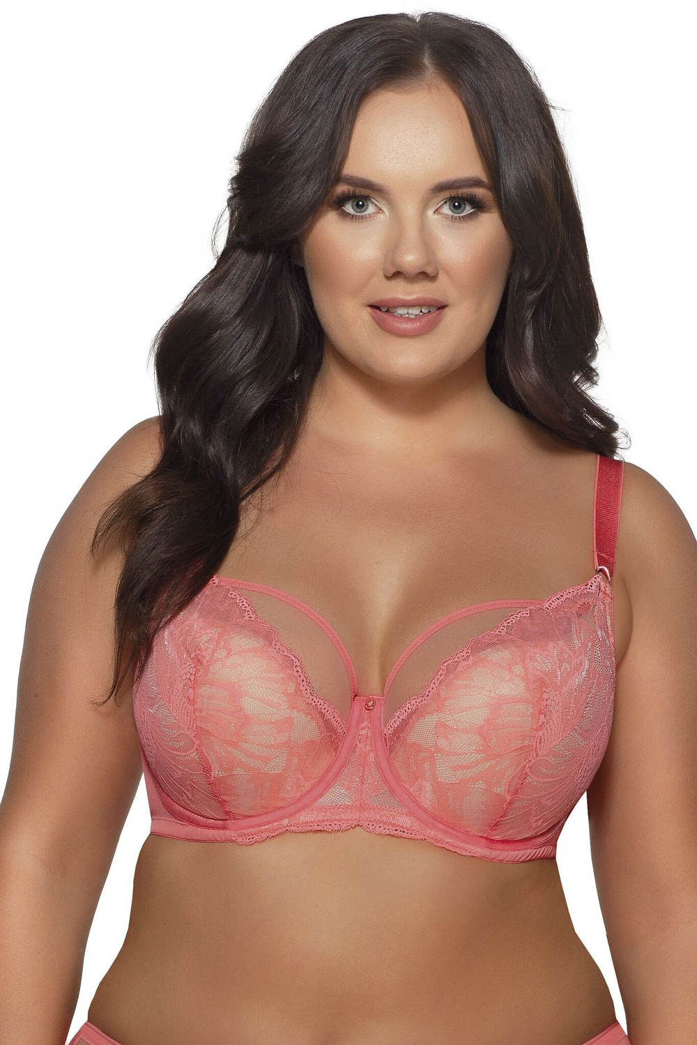 Коралловый бюстгальтер Perlash с шитыми чашками на тонком поролоне (Размер: 90F) (Цвет: коралловый)