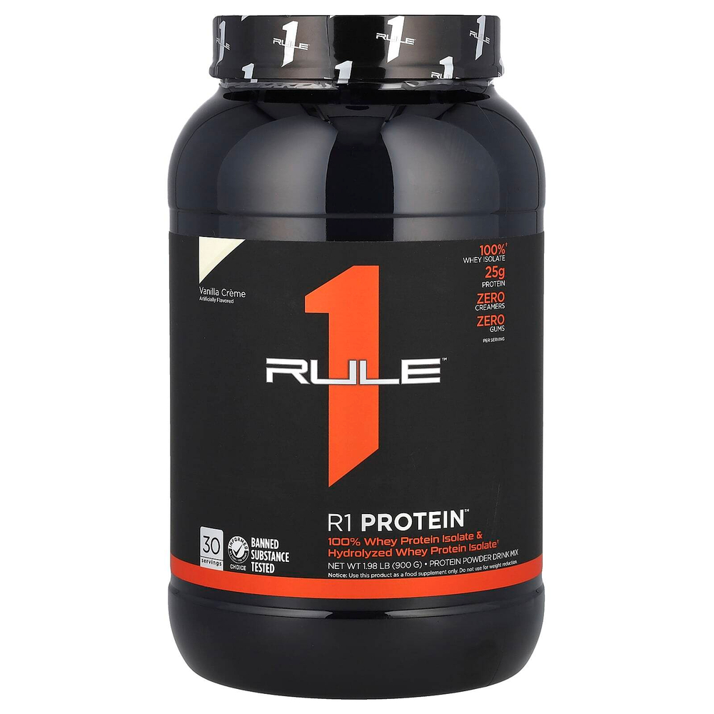 Rule One Proteins, R1, протеиновая смесь для приготовления напитка, со вкусом ванильного крема, 900 г (1,98 фунта)